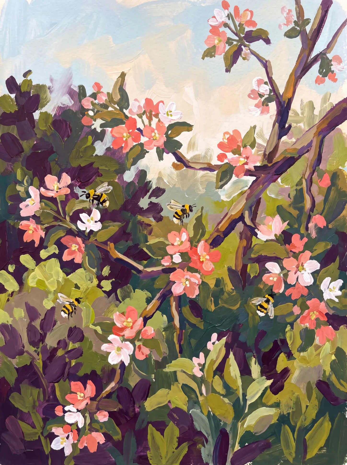 Bees in the Apple Blossom