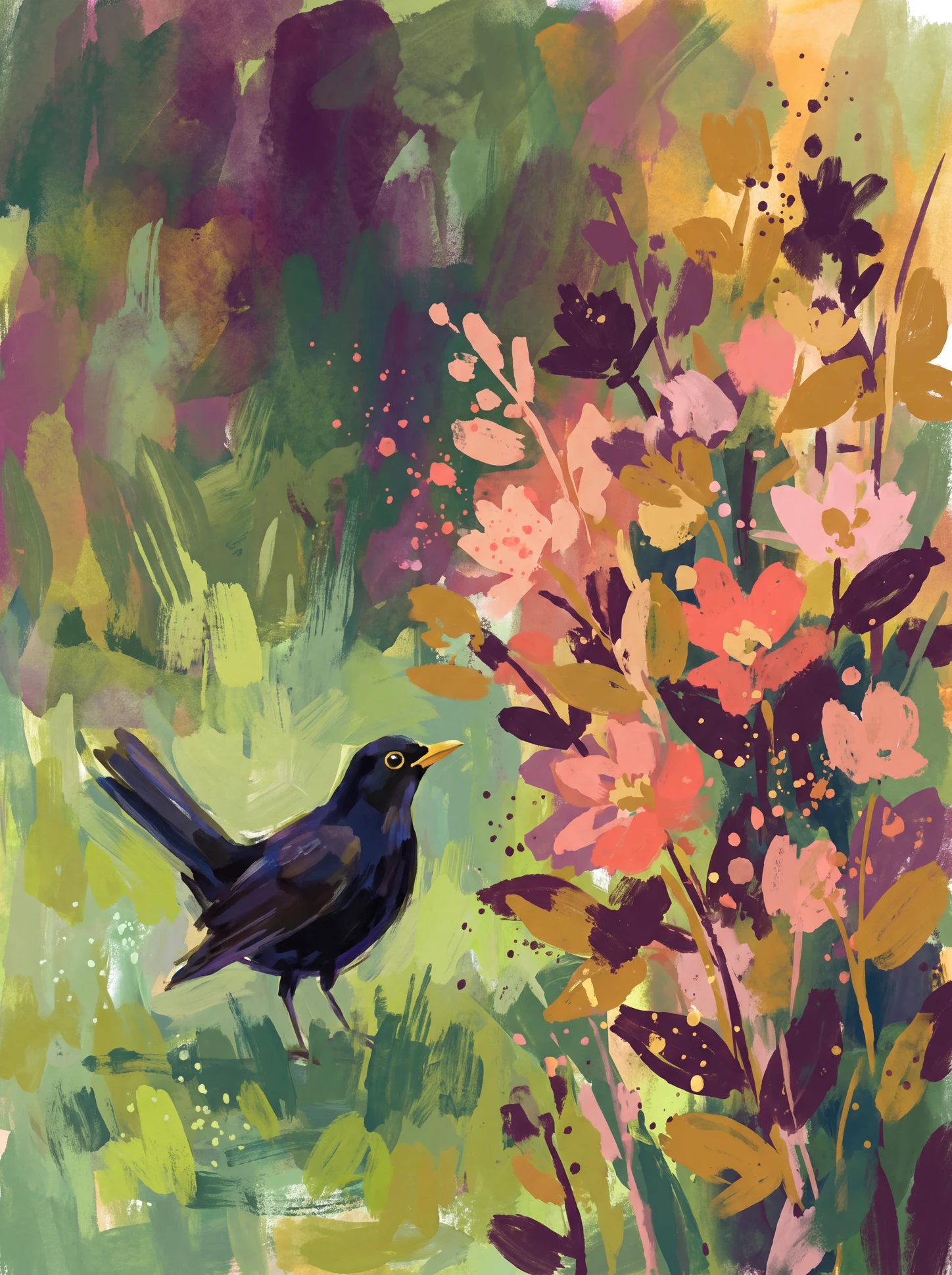 Blackbird on the Lawn