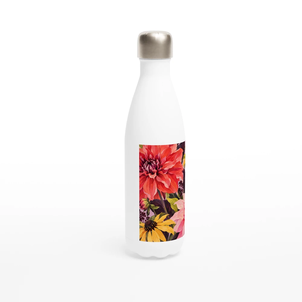 One More Dahlia on a white stainless steel water bottle, shown in Gelato's render of the product.