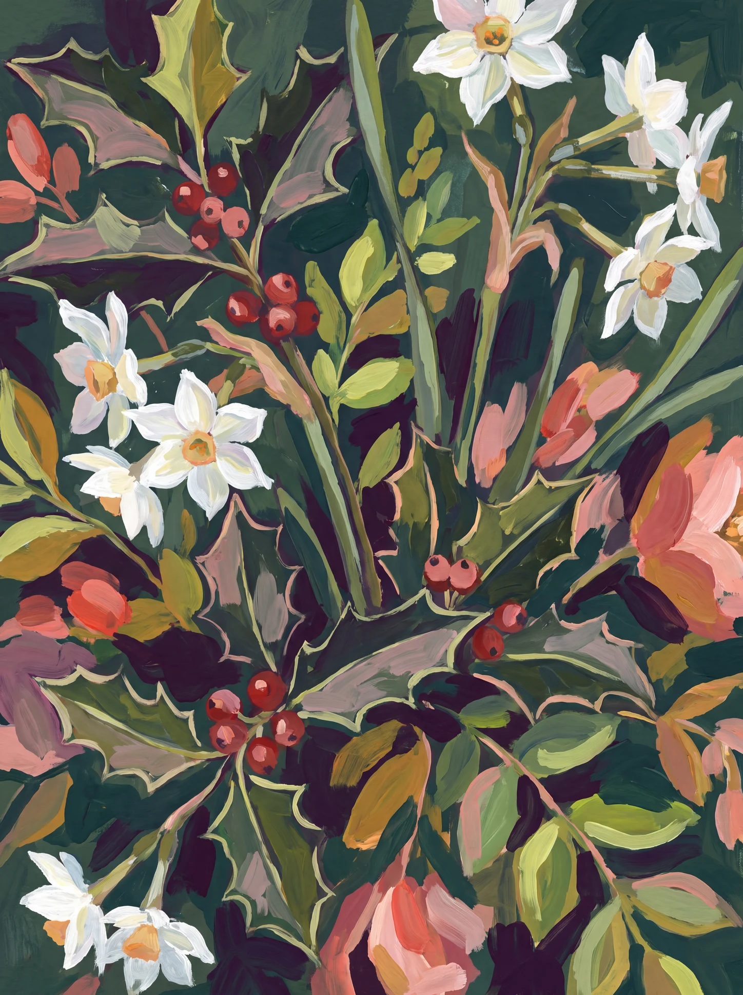 December Birth Flowers: Holly and Narcissus