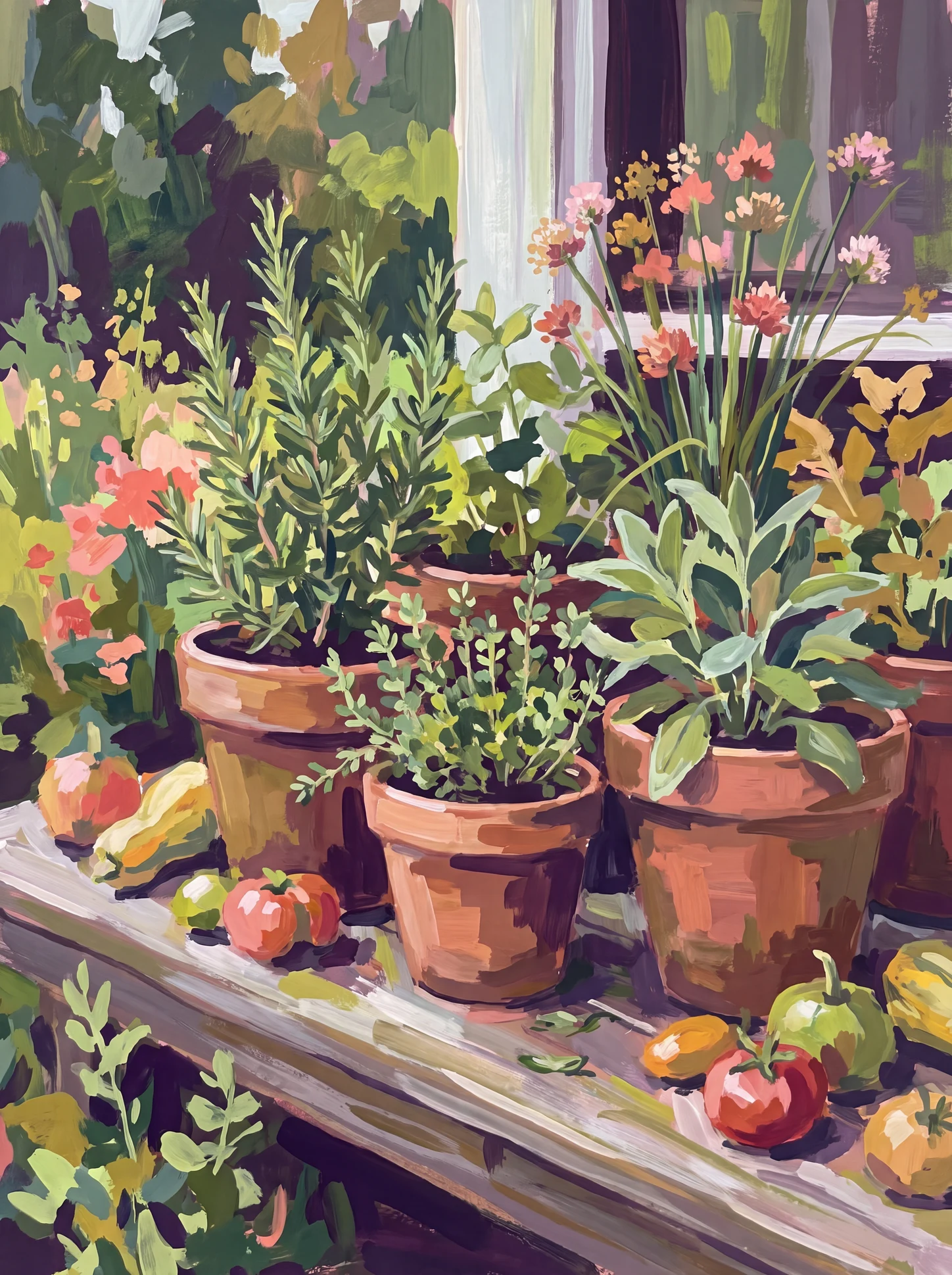 Herb Pots on the Ledge