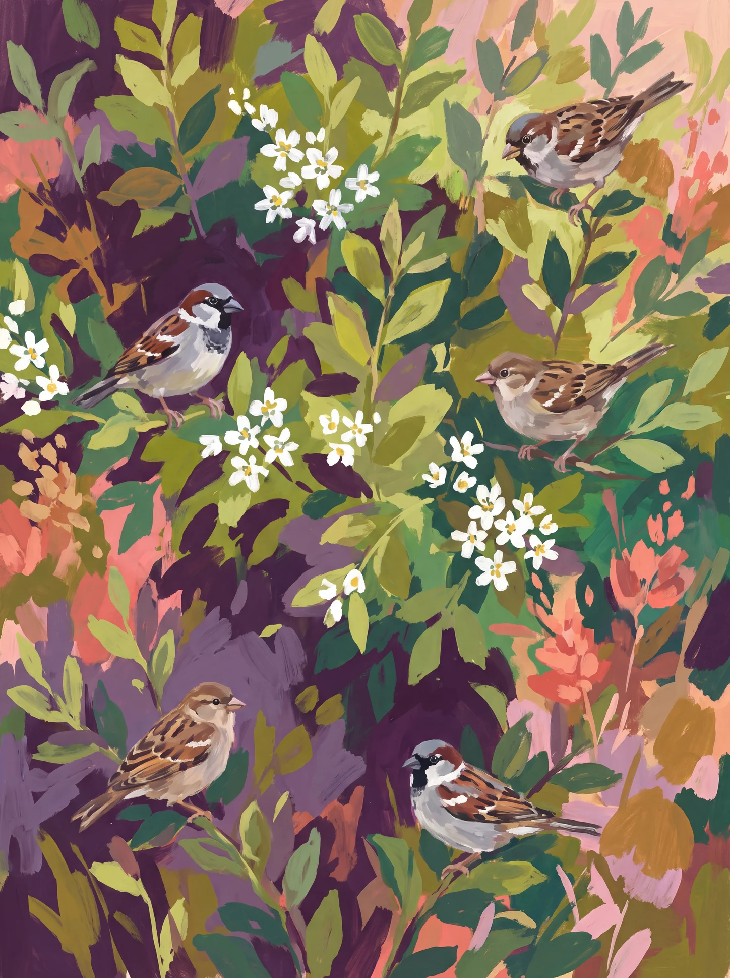 Sparrows in the Hedge